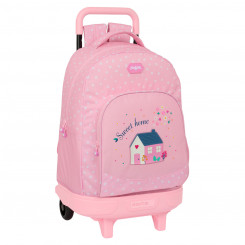 School bag with wheels Glow Lab Sweet home Pink 33 X 45 X 22 cm