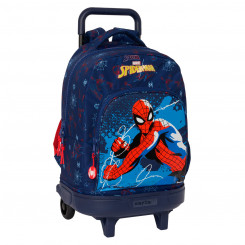 School bag with wheels Spider-Man Neon Sea blue 33 X 45 X 22 cm