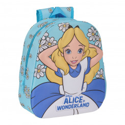 3D Children's backpack Clásicos Disney Alice in Wonderland Sky blue 27 x 33 x 10 cm