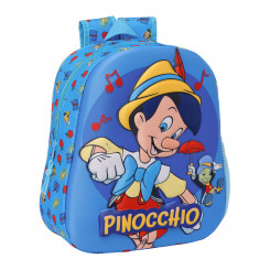 3D-Laste seljakott Clásicos Disney Pinochio Sinine 27 x 33 x 10 cm