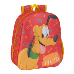 3D Children's backpack Clásicos Disney Pluto Orange 27 x 33 x 10 cm
