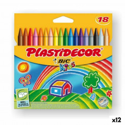 Colored semi-fat pencils Plastidecor Multicolor (12 Units)