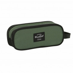 Pencil case with two zippers BlackFit8 Gradient Black Military green 21 x 8 x 6 cm