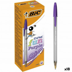 Biro ballpoint pen set Bic Cristal Fun Purple 1.6 mm (18 Units)