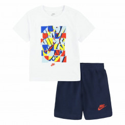 Laste Spordikostüüm Nike Nsw Add Ft Short  Sinine Valge Mitmevärviline 2 Tükid, osad