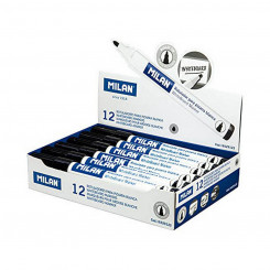 felt-tip pens Milan Whiteboard 12 Units Black PVC