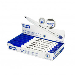 felt-tip pens Milan Whiteboard 12 Units Blue PVC
