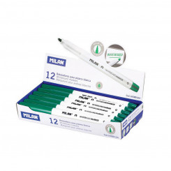 felt-tip pens Milan Whiteboard 12 Units Green PVC