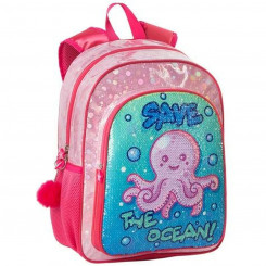 School Bag Save the Ocean! Pink Octopus (31 x 42 x 15 cm)