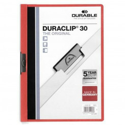 Document Folder Durable Duraclip 30 Red Transparent A4 25 Pieces