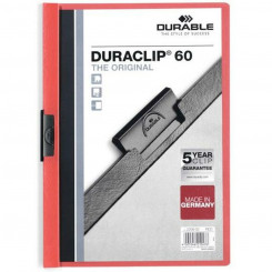 Document Folder Durable Duraclip 60 Red Transparent A4 25 Pieces