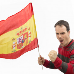 Испанский флаг с шестом (90 х 60 см)