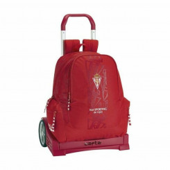 Школьный рюкзак с колесами Evolution Real Sporting de Gijón Красный