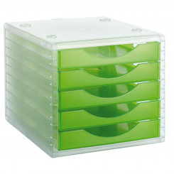 Модульный шкаф для документов Archivo 2000 ArchivoTec Serie 4000 5 ящиков Прозрачный Din A4 Светло-Зеленый (34 x 27 x 26 см)