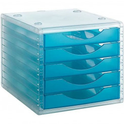 Модульный шкаф для документов Archivo 2000 ArchivoTec Serie 4000, 5 ящиков, полупрозрачный, Din A4, синий (34 x 27 x 26 см)