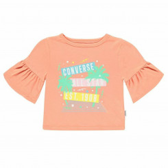 Child's Short Sleeve T-Shirt Converse  Ruffle  Salmon