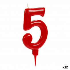 Küünlapunane sünnipäeva number 5 (12 ühikut)