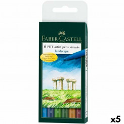 Set of Felt Tip Pens Faber-Castell Pitt Artist Landscape Case 5 Units