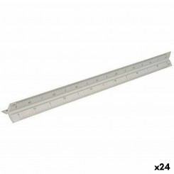 Skaalajoonlaud Faber-Castell kolmnurkne valge 30 cm kõva plastik (24 ühikut)