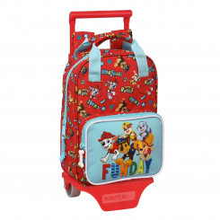 School Rucksack with Wheels The Paw Patrol Funday Red Light Blue (20 x 28 x 8 cm)