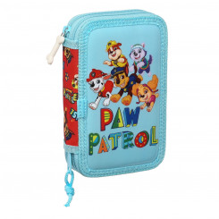 School Case with Accessories The Paw Patrol Funday Red Light Blue (12.5 x 19.5 x 4 cm) (28 pcs)