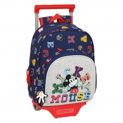 School Rucksack with Wheels Mickey Mouse Clubhouse Only one Navy Blue (28 x 34 x 10 cm)