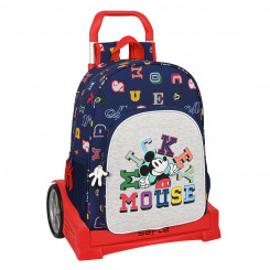 School Rucksack with Wheels Mickey Mouse Clubhouse Only one Navy Blue (33 x 42 x 14 cm)
