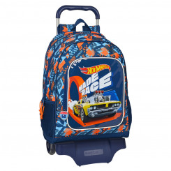 School Rucksack with Wheels Hot Wheels Speed club Orange (32 x 42 x 14 cm)