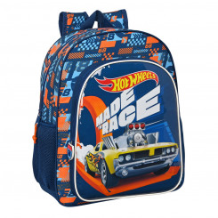 School Bag Hot Wheels Speed club Orange Navy Blue (32 x 38 x 12 cm)