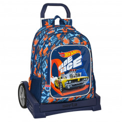 School Rucksack with Wheels Hot Wheels Speed club Orange (32 x 42 x 14 cm)