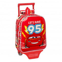 Школьный рюкзак на колесах Cars Let's Race Красный Белый (22 х 27 х 10 см)