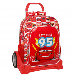 Школьный рюкзак на колесах Cars Let's Race Красный Белый (33 х 42 х 14 см)