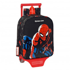 School Rucksack with Wheels Spiderman Hero Black (22 x 27 x 10 cm)