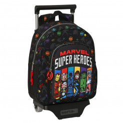 Школьный рюкзак на колесиках Мстители Супергерои Черный (27 х 33 х 10 см)
