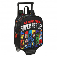 Школьный рюкзак на колесиках Мстители Супергерои Черный (22 х 27 х 10 см)