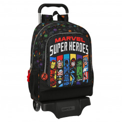 Школьный рюкзак на колесиках Мстители Супергерои Черный (32 х 42 х 14 см)
