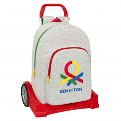 School Rucksack with Wheels Benetton Pop Grey (30 x 46 x 14 cm)