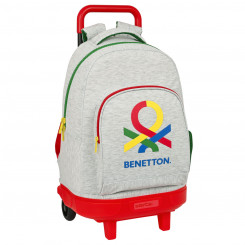 School Rucksack with Wheels Benetton Pop Grey (33 x 45 x 22 cm)