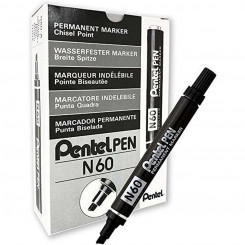 Permanent marker Pentel N60 Black Aluminium 12 Units