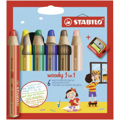 Карандаши цветные Stabilo Woody Multicolour 3-в-1 6 шт.