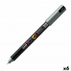 felt-tip pens POSCA PC-1MR Silver 6 Units