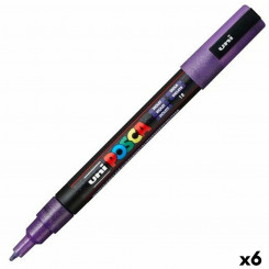Маркер POSCA PC-3ML с блестками фиолетовый 6 шт.