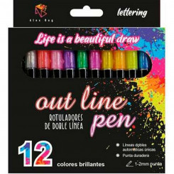 Set of Felt Tip Pens Alex Bog Outliner Multicolour 12 Pieces Cake