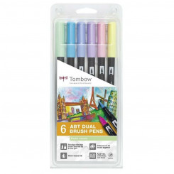 Set of Felt Tip Pens Tombow ABT Dual Multicolour 6 Pieces