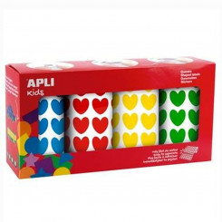 Stickers Apli Gomets Red Blue Green Yellow Roll Hearts