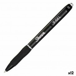 Gel pen Sharpie S-Gel Retractable Black 0,7 mm (12 Units)