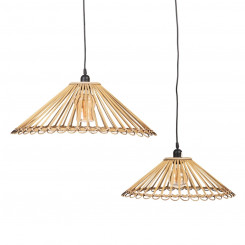 Ceiling Light 57 x 57 x 20,5 cm Natural Bamboo (2 Units)
