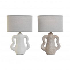 Table lamp Home ESPRIT White Beige Ceramic 40 W 220 V 22 x 22 x 34 cm (2 Units)