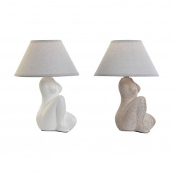Table lamp Home ESPRIT White Beige Ceramic 40 W 220 V 22 x 22 x 30 cm (2 Units)