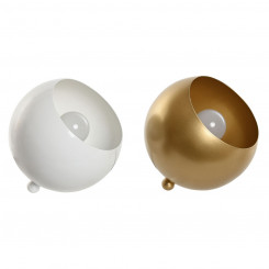 Table lamp Home ESPRIT White Golden Metal 50 W 220 V 15 x 15 x 15 cm (2 Units)